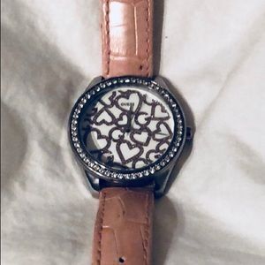 Guess heart leather watch